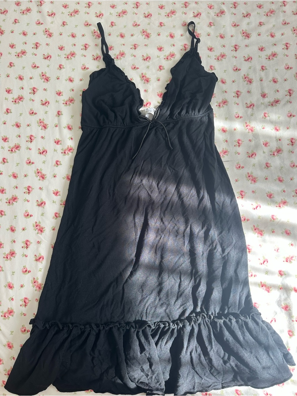 La senza Black Lace-Trim Slip Dress - Women Intimates & Sleepwear